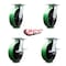 Service Caster 8 Inch Green Poly on Cast Iron Swivel Caster Set with Roller Bearings 2 Brakes SCC-35S820-PUR-GB-2-SLB-2 - alternate 3